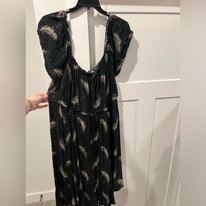 Torrid Black and White Feather Maxi Dress